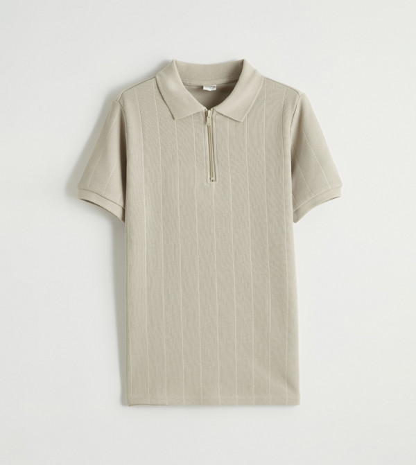 LC Waikiki textured-neutral-linen - Beige T-shirts