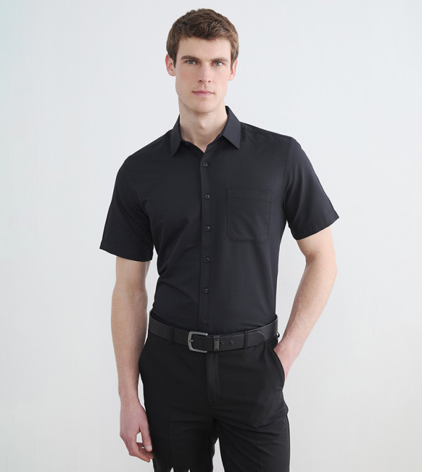 LC Waikiki  Formal Shirts - BLACK Short Sleeves