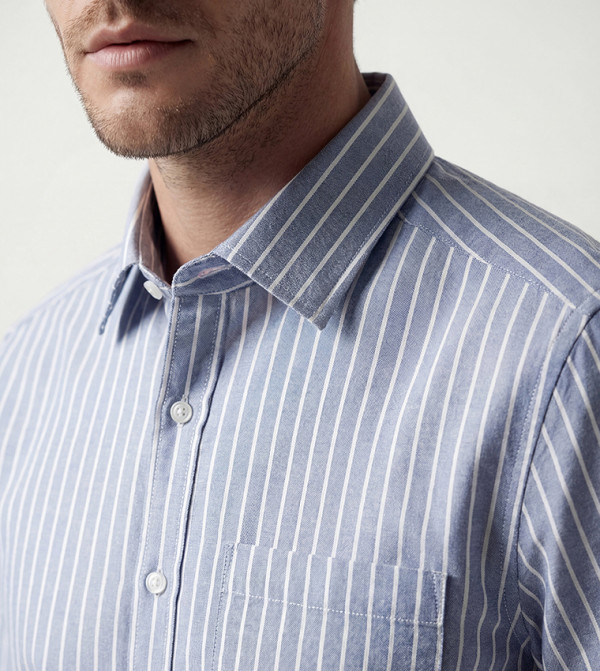 LC Waikiki striped-society-m - Blue Short Sleeves
