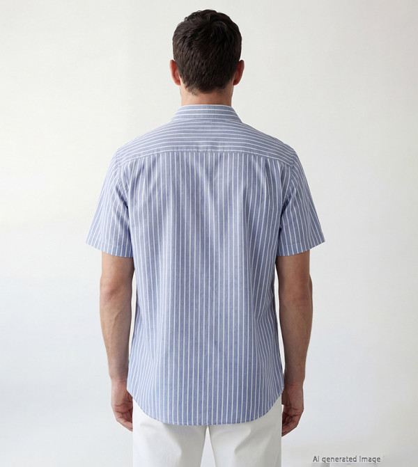 LC Waikiki striped-society-m - Blue Short Sleeves