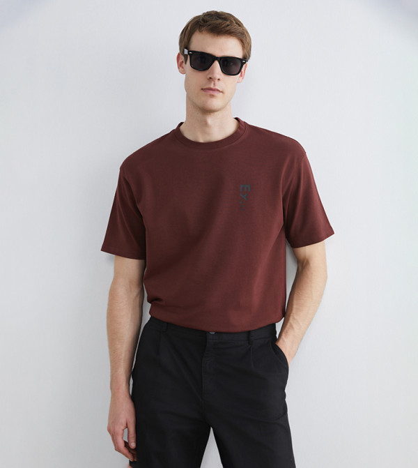 LC Waikiki LC Waikiki - Brown Round Neck T-Shirts