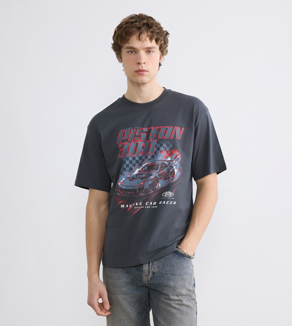 LC Waikiki LC Waikiki - Charcoal Round Neck T-Shirts