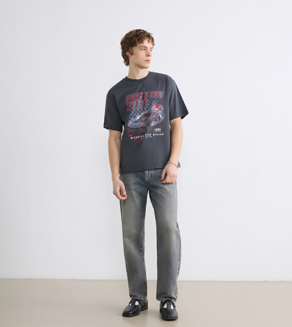 LC Waikiki LC Waikiki - Charcoal Round Neck T-Shirts