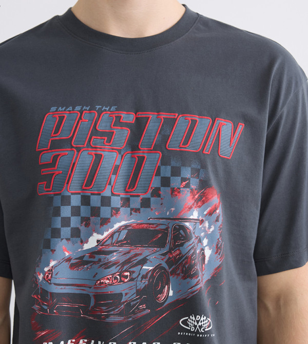 LC Waikiki LC Waikiki - Charcoal Round Neck T-Shirts