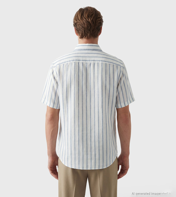 LC Waikiki striped-society-m - Blue Short Sleeves