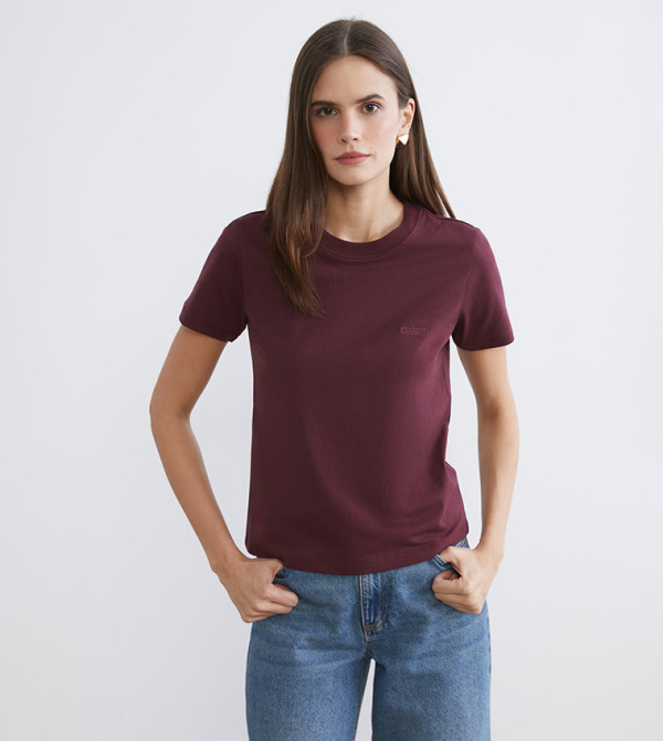 LC Waikiki  T-Shirts - Purple Short Sleeve T-Shirts