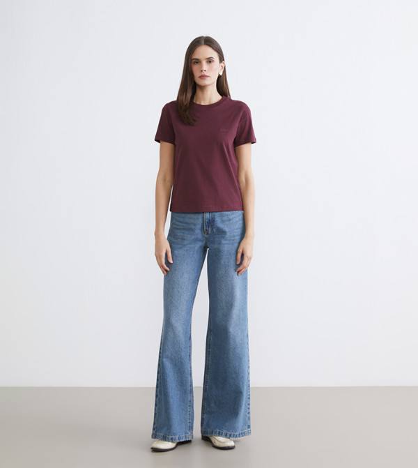 LC Waikiki  T-Shirts - Purple Short Sleeve T-Shirts