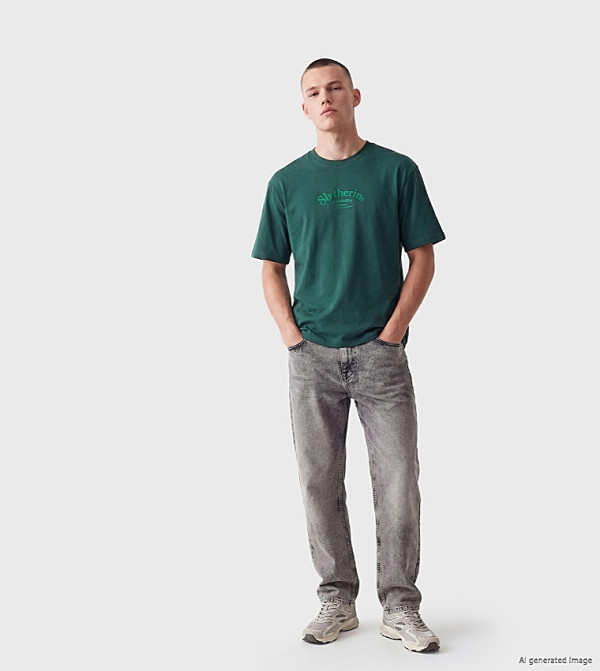اٍل سي واي كيكي  workwear-reworked - أخضر Round Neck T-Shirts