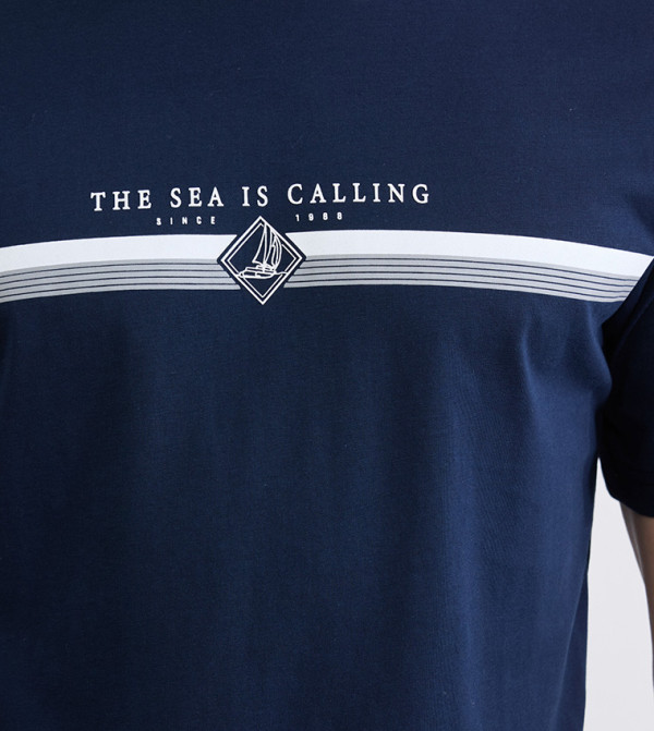 LC Waikiki LC Waikiki - Navy Round Neck T-Shirts