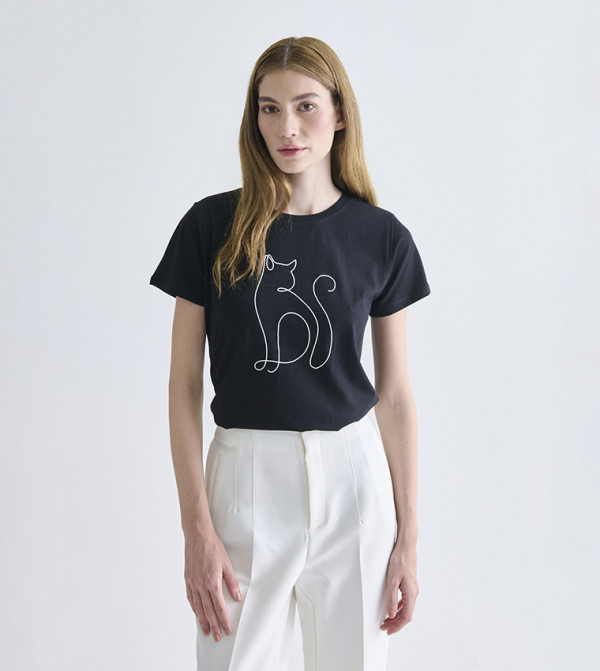 LC Waikiki  T-Shirts - Black Short Sleeve T-Shirts