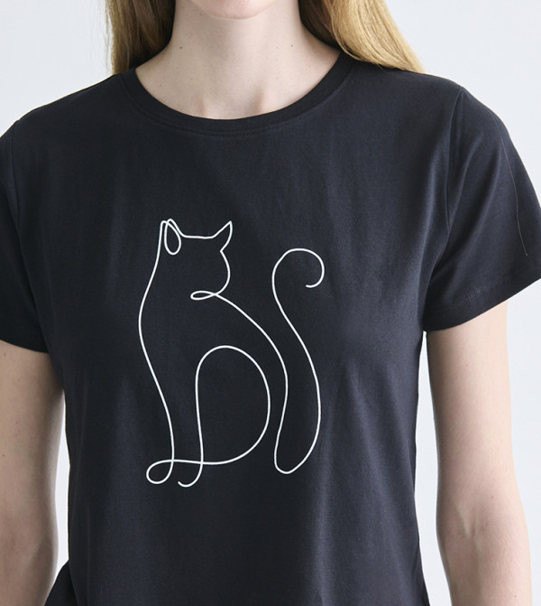 LC Waikiki  T-Shirts - Black Short Sleeve T-Shirts