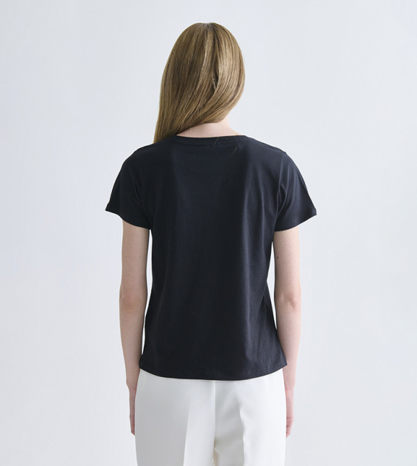 LC Waikiki  T-Shirts - Black Short Sleeve T-Shirts