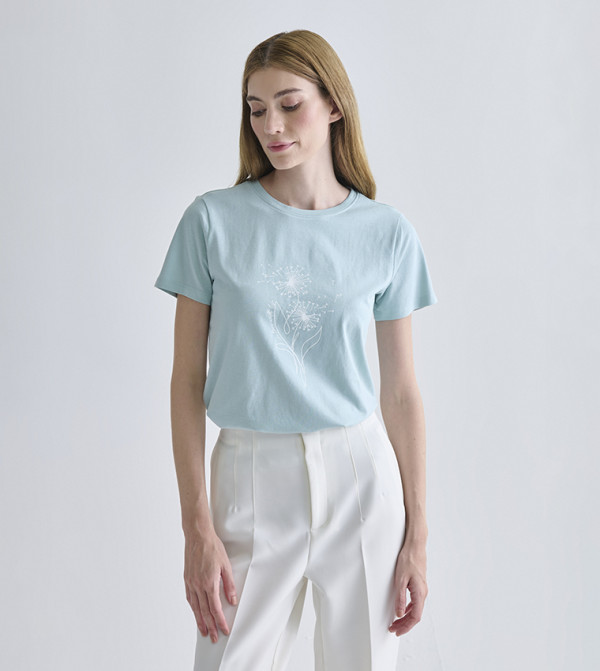 LC Waikiki  T-Shirts - Blue Short Sleeve T-Shirts