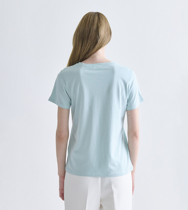 LC Waikiki  T-Shirts - Blue Short Sleeve T-Shirts