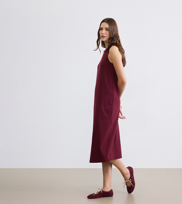 LC Waikiki Clothing - Maroon Midi Dresses