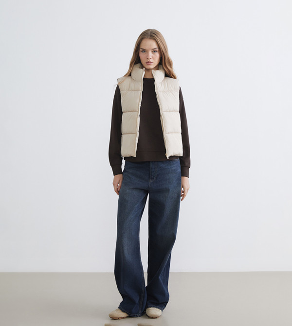 LC Waikiki  Puffer & Quilted Jackets - Beige Puffer & Quilted Jackets