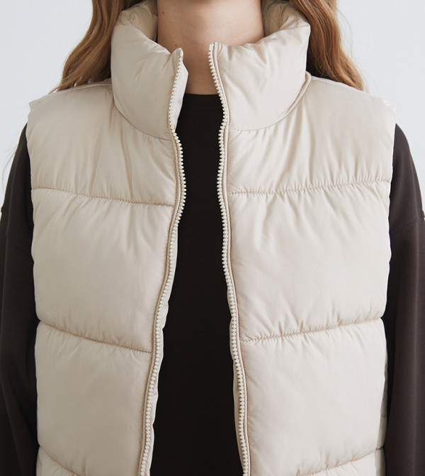 LC Waikiki  Puffer & Quilted Jackets - Beige Puffer & Quilted Jackets
