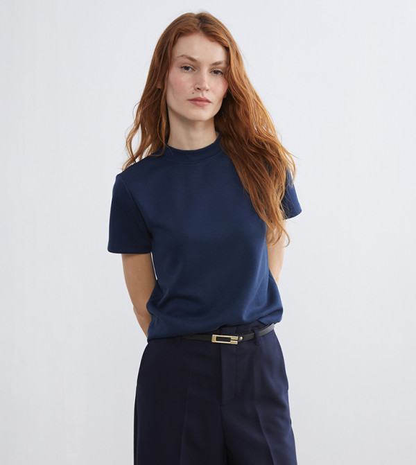 LC Waikiki  T-Shirts - Blue Short Sleeve T-Shirts