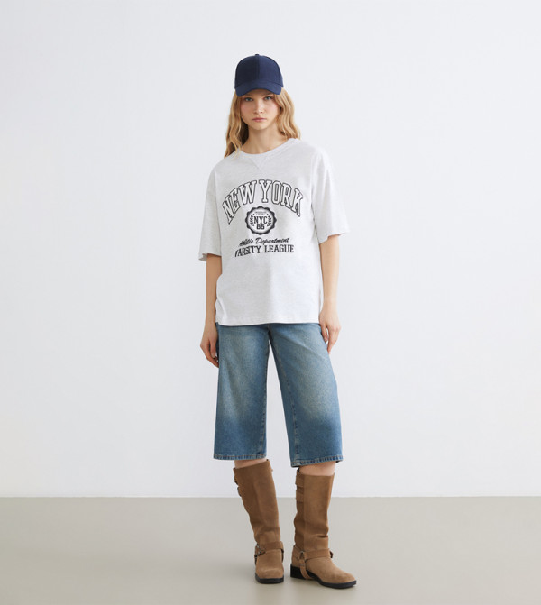 اٍل سي واي كيكي  - LIGHT GREY Short Sleeve T-Shirts