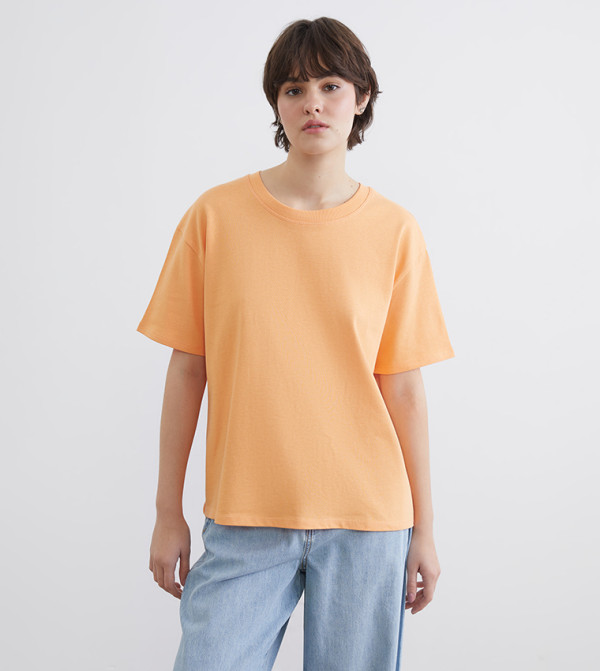 LC Waikiki  T-Shirts - Light Orange Short Sleeve T-Shirts