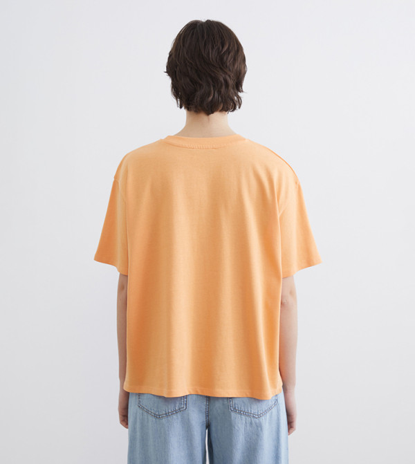 LC Waikiki  T-Shirts - Light Orange Short Sleeve T-Shirts