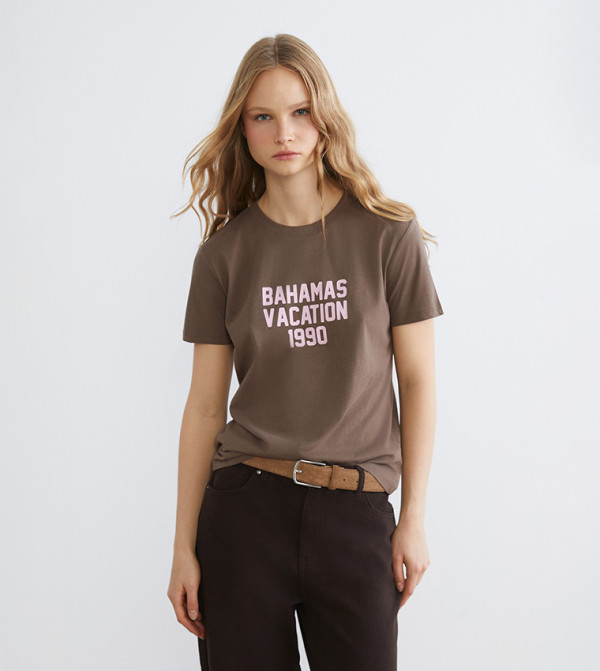 LC Waikiki LC Waikiki - Brown Short Sleeve T-Shirts