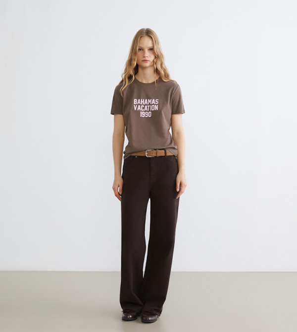 LC Waikiki LC Waikiki - Brown Short Sleeve T-Shirts
