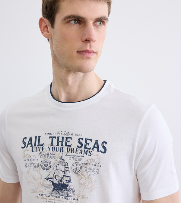 اٍل سي واي كيكي  ملابس - أبيض Round Neck T-Shirts