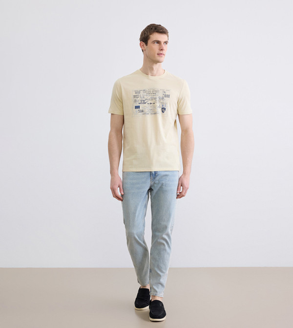 LC Waikiki - Yellow Round Neck T-Shirts