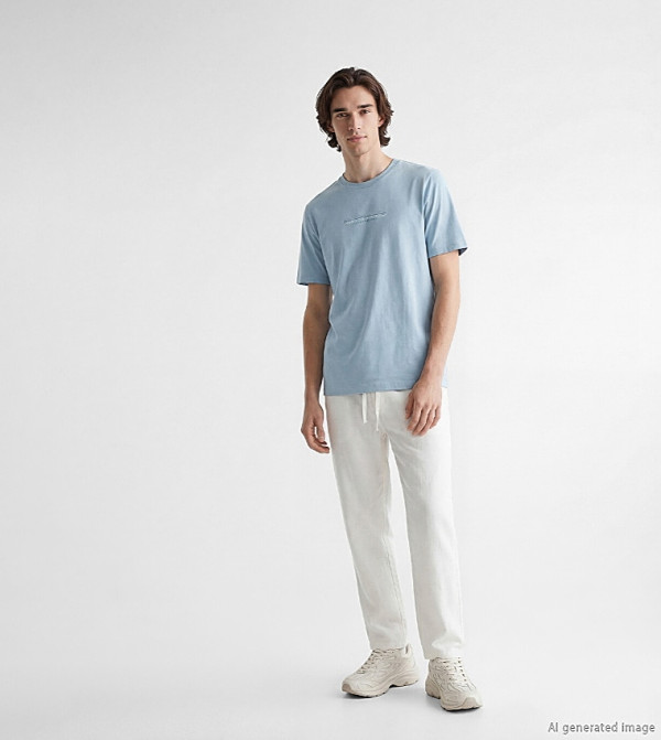LC Waikiki  workwear-reworked - Light Blue Round Neck T-Shirts