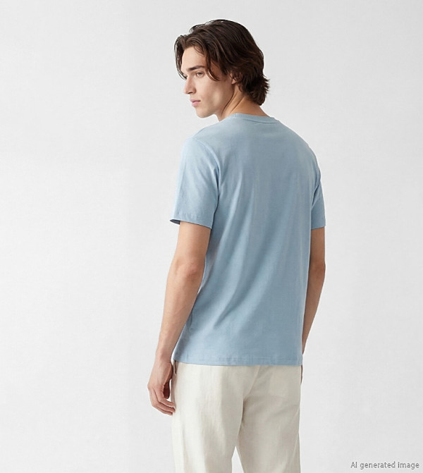 LC Waikiki  workwear-reworked - Light Blue Round Neck T-Shirts
