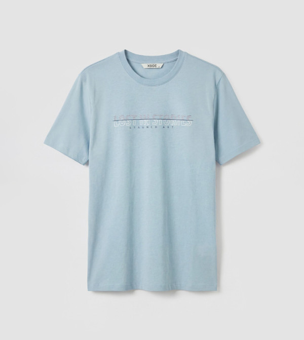 LC Waikiki  workwear-reworked - Light Blue Round Neck T-Shirts