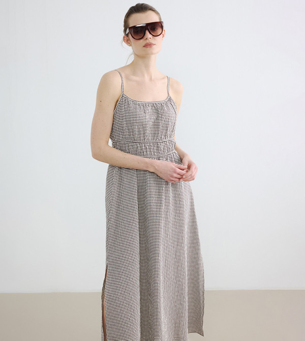 اٍل سي واي كيكي pretty-in-prints-w - بني Midi Dresses