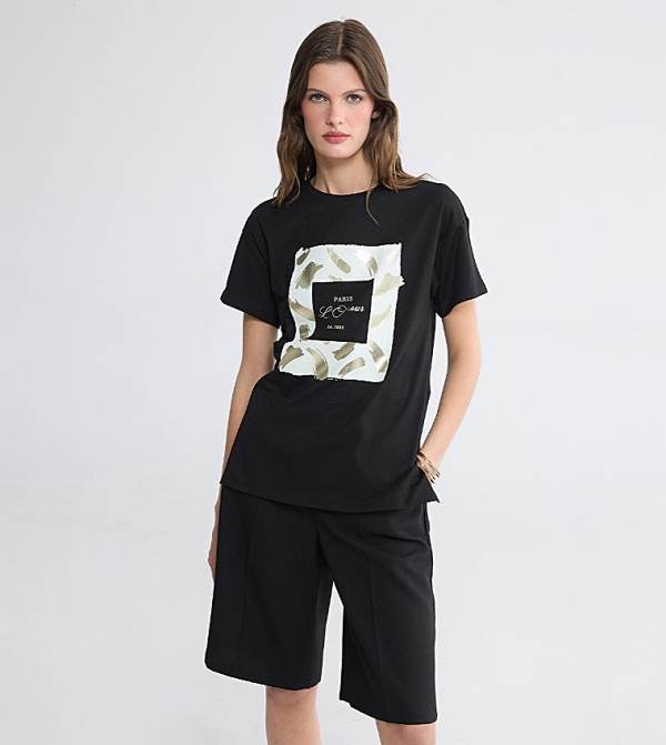 اٍل سي واي كيكي  تيشيرتات كاجوال - أسود Short Sleeve T-Shirts
