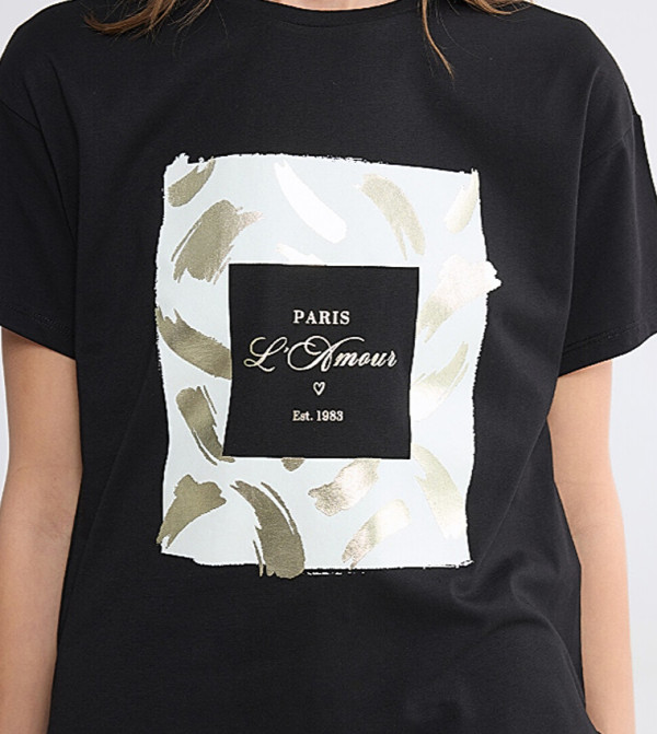 اٍل سي واي كيكي  تيشيرتات كاجوال - أسود Short Sleeve T-Shirts