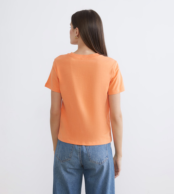 LC Waikiki Short Sleeve T-Shirts - Orange Short Sleeve T-Shirts