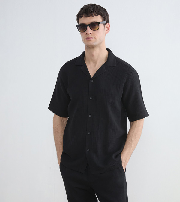 LC Waikiki  Shirts - BLACK Short Sleeves