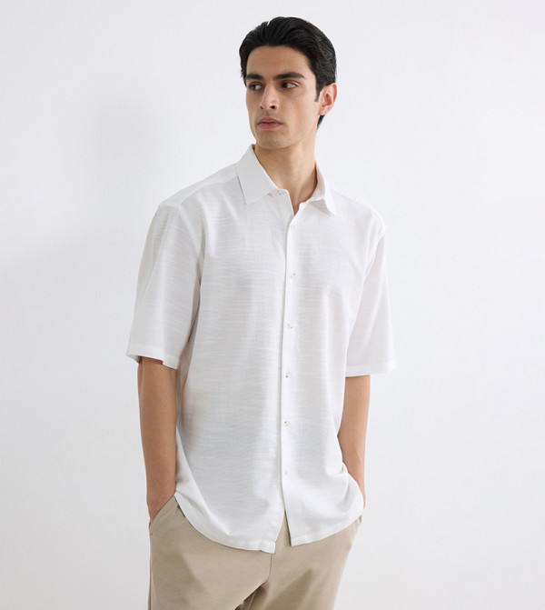 LC Waikiki Shirts - Ecru Short Sleeves
