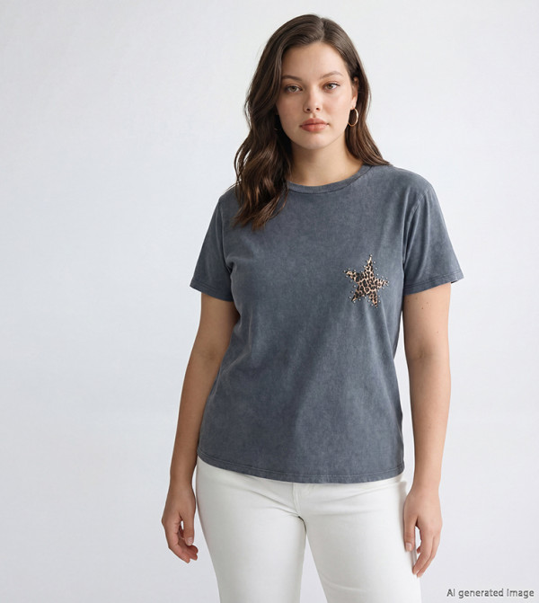 اٍل سي واي كيكي  تيشيرتات  كم قصير  - رمادي Short Sleeve T-Shirts