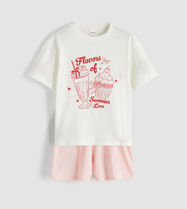 LC Waikiki LC Waikiki - White Top & Night Shorts Sets