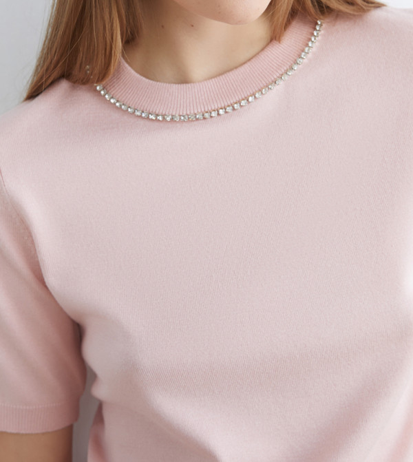 LC Waikiki Sweaters - Pink Round Neck Sweaters