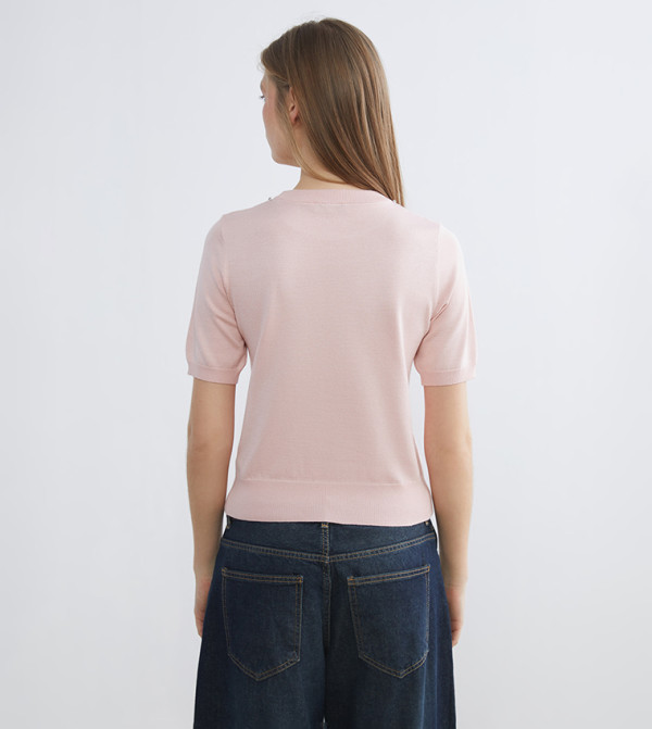 LC Waikiki Sweaters - Pink Round Neck Sweaters