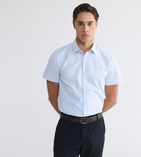 LC Waikiki  Formal Shirts - Blue Short Sleeves