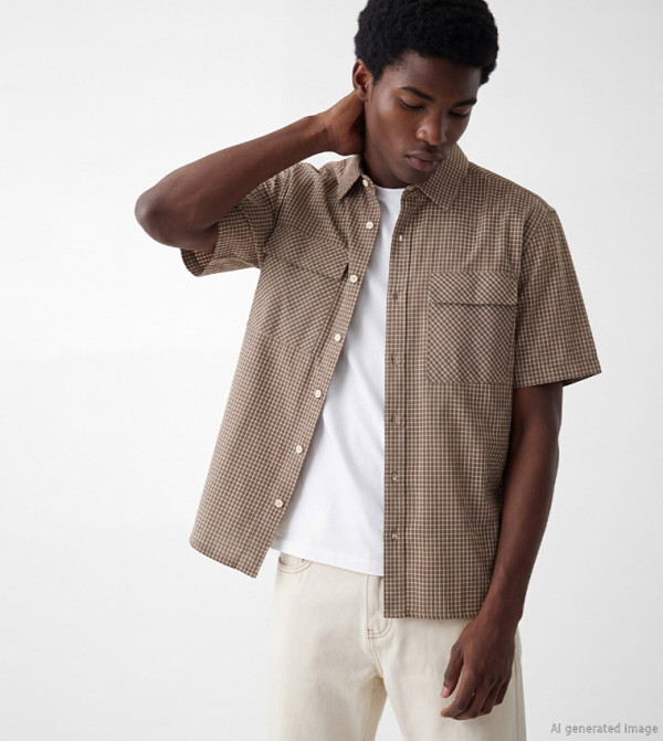 LC Waikiki heritage-tartan - Brown Short Sleeves