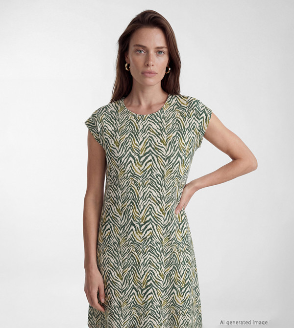 اٍل سي واي كيكي pretty-in-prints-w - بيج Midi Dresses