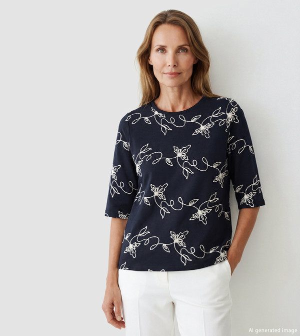 اٍل سي واي كيكي  تيشيرتات - كحلي Long Sleeve T-Shirts