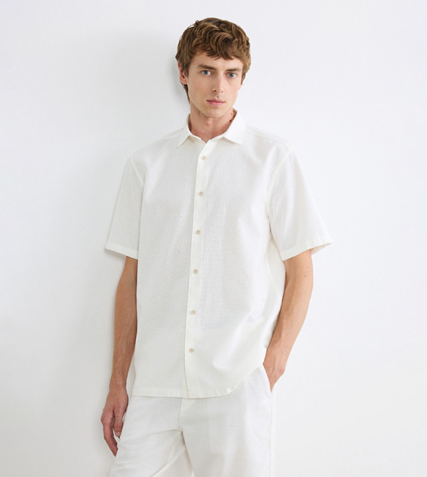 LC Waikiki  Casual Shirts - Ecru Short Sleeves