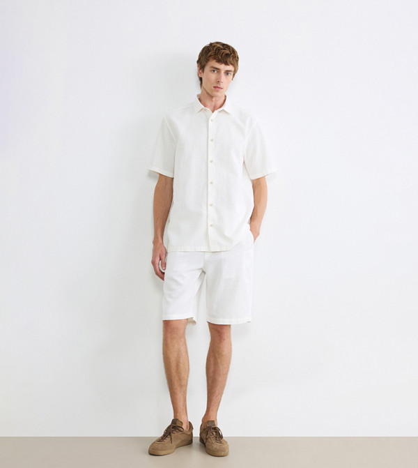 LC Waikiki  Casual Shirts - Ecru Short Sleeves