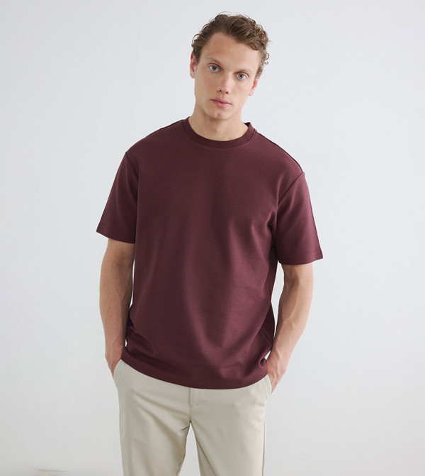 LC Waikiki LC Waikiki - Maroon Round Neck T-Shirts