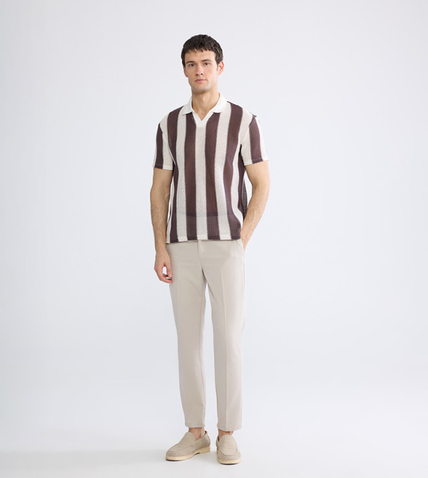 اٍل سي واي كيكي  preppy-smart-casual - بورغندي قمصان بولو